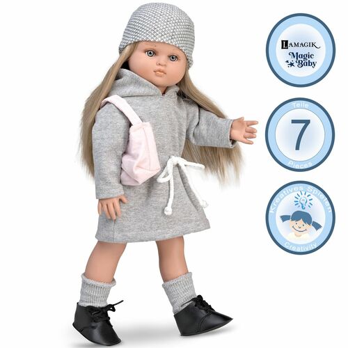 Puppe Martha 42 cm mit langen blonden Haaren zum Frisieren & Bekleidung Spielzeug