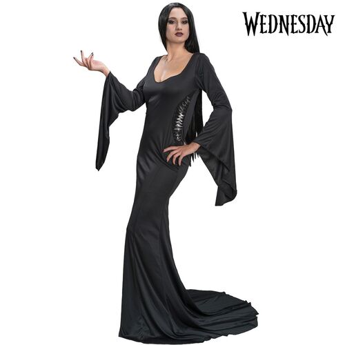 Morticia Addams Kost�m Halloween Kleid schwarz f�r Damen