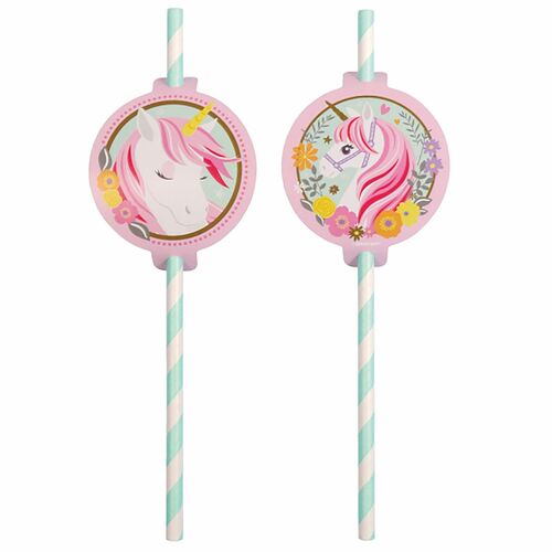 Papier-Strohhalme 19,7 cm lang Einhorn Magical Unicorn 8 St�ck Party Deko-Zubeh�r 