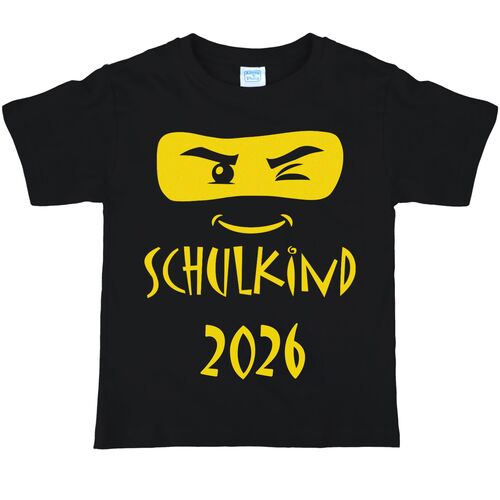ABC-Sch�tze T-Shirt Schulkind 2026 schwarz mit Ninja-Motiv f�r Kinder
