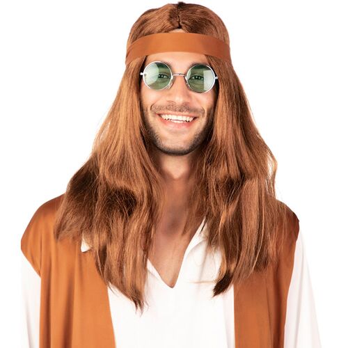 Hippie Per�cke braun Langhaar-Per�cke 50 cm f�r Erwachsene