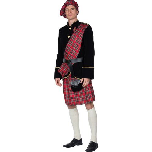 Schotten Kost�m Jamie Irvin Kilt rot kariert f�r Herren