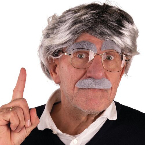 Opa Per�cke Heinz mit Brille grauem Bart & Augenbrauen f�r Herren