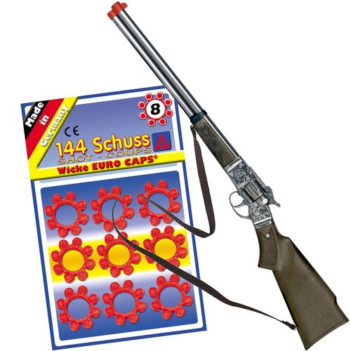 Cowboy Gewehr 62 cm lang Silberb�chse inkl. 144 Schuss-Munition