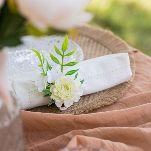 Blumen Serviettenring wei�e Rose  5 cm Tisch-Deko Hochzeit Blumen-Deko