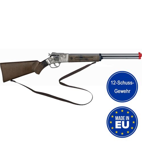 Cowboy Gewehr 76 cm lang Silberb�chse 12 Schuss Western-Gewehr