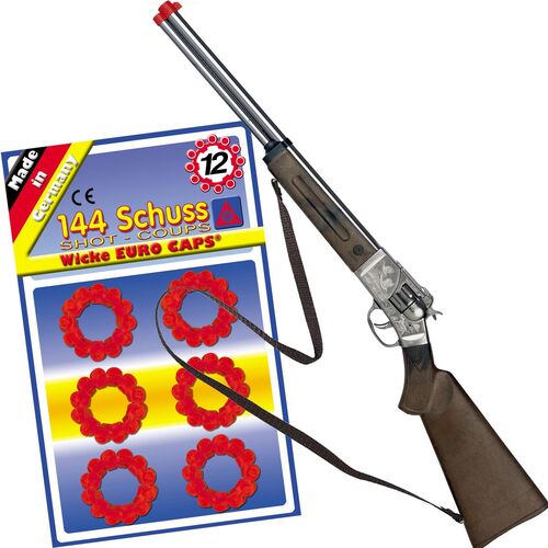 Cowboy Gewehr 76 cm lang Silberb�chse inkl. 144 Schuss-Munition