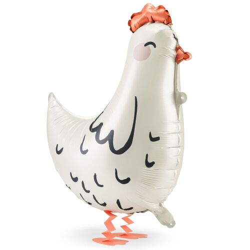 Henne Folienballon laufendes Huhn wei� 45 x 42 cm Party-Deko Ostern