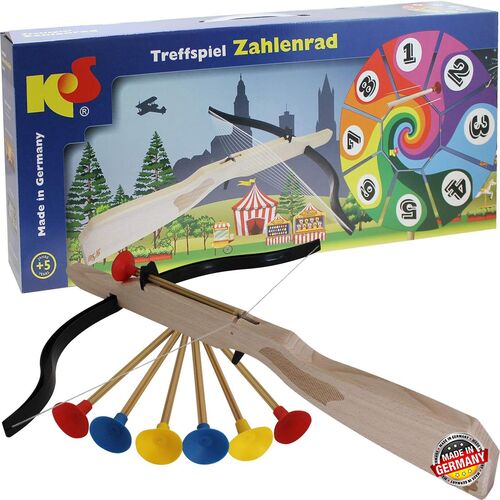 Treffspiel Zahlenrad Spielzeug aus Holz Bogenschie�en mit 6 Pfeilen & Armbrust