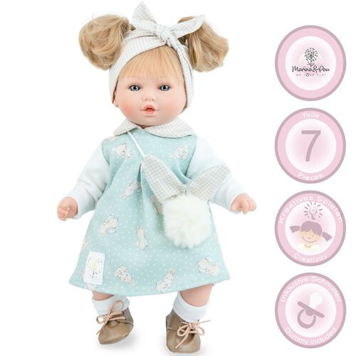 Puppe Leni 40 cm mit langen Haaren & Schnuller Weichk�rper f�r Kinder
