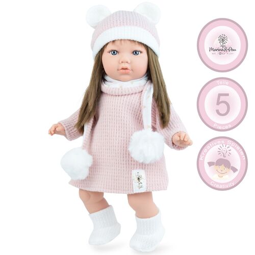 Puppe Pia 45 cm mit langen braunen Haaren Weichk�rper f�r Kinder