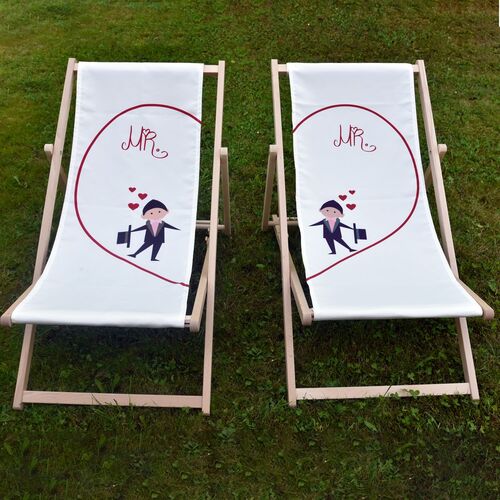Partner Liegestuhl Mr. & Mr. Traupaar individuelles Hochzeitsgeschenk 2 St�ck
