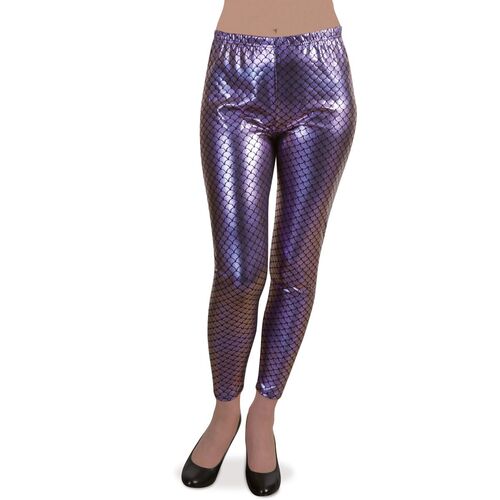 Meerjungfrau Leggings Nixe Hose in Schuppenoptik violett-blau f�r Damen