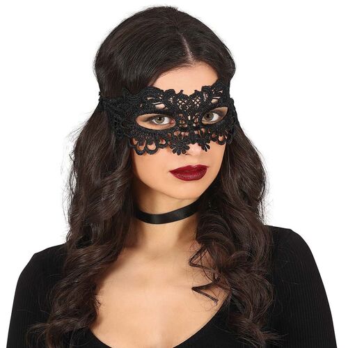 Augenmaske Schwarz mit Spitze Venezia Maskenball Kost�m-Zubeh�r f�r Damen
