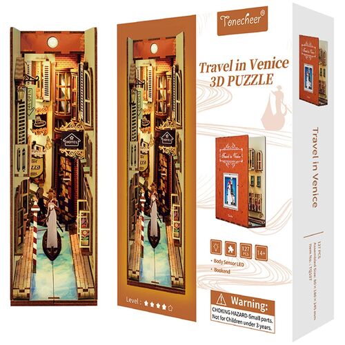Book Nook Travel in Venice 127 Teile DIY 3D Miniatur Buchst�tze mit LED-Licht