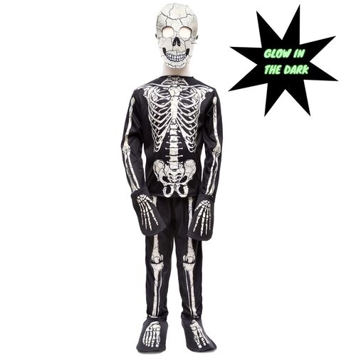 Halloween Skelett Kost�m Glow in the Dark mit Maske f�r Kinder