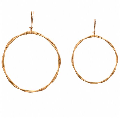 Rattan-Kranz rund 2er Set 30 & 24,5 cm Natur Deko zum Basteln Boho Vintage