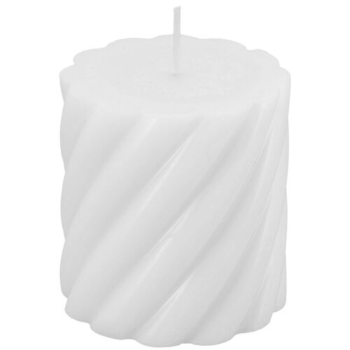 Stumpenkerze mit Zopfmuster Kerzen-Deko in Pastell 7 x 7,5 cm Brenndauer 26 h