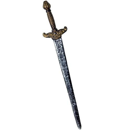 Ritter Schwert 86 cm lang mit Goldgriff und silberfarbener Klinge Kost�m-Zubeh�r