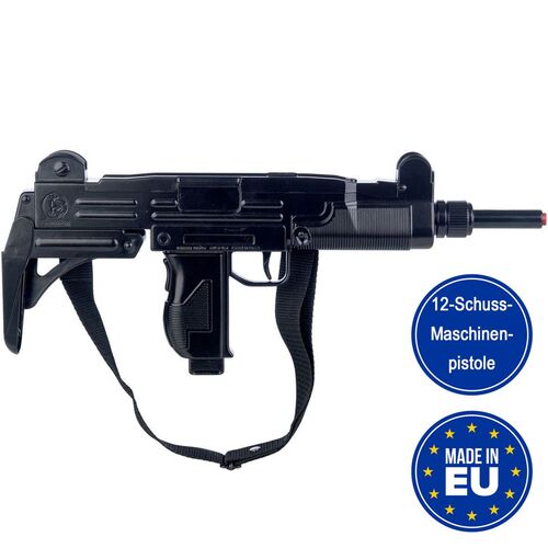 Spielzeug Maschinenpistole Schwarz 47cm lang M-134 Metallgeh�use 12 Schuss