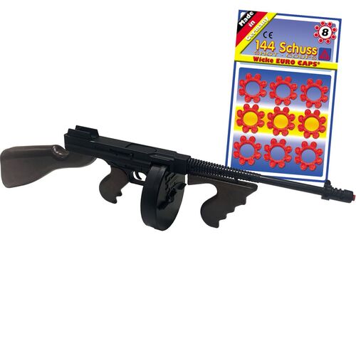 Maschinengewehr Schwarz 76 cm lang Mafia Gangster Tommy Gun inkl. 144 Schuss