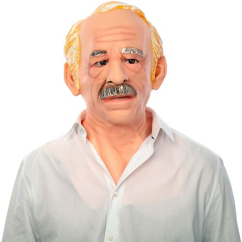 Opa Maske mit grauem Schnurrbart und Falten aus Latex f�r Herren