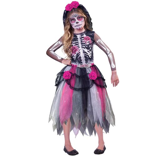 La Catrina Kost�m Tag der Toten Halloween Skelett Kleid und Kopfschmuck f�r Kinder