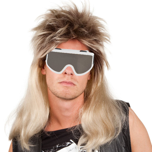 80er und 90er Jahre Kost�m Vokuhila Per�cke mit Skibrille Kost�m-Zubeh�r f�r Herren