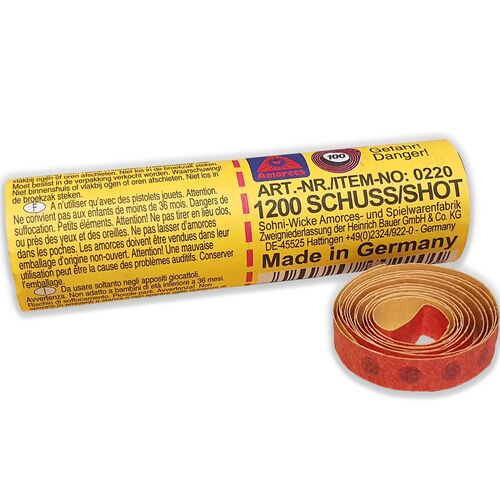 Z�ndpl�ttchen Schuss-Band Spielzeug-Munition 1200 Schuss f�r Pistole und Gewehr