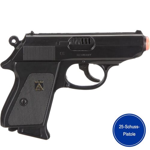 Polizei Pistole Percy Agent 158 Schwarz 15,8 cm 25-Schuss Spielzeug-Pistole