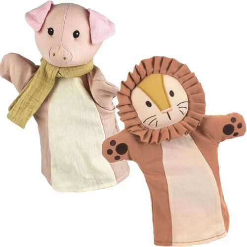 Hochwertiges Handpuppen-Set L�we & Schwein f�r Puppen- und Kasperletheater