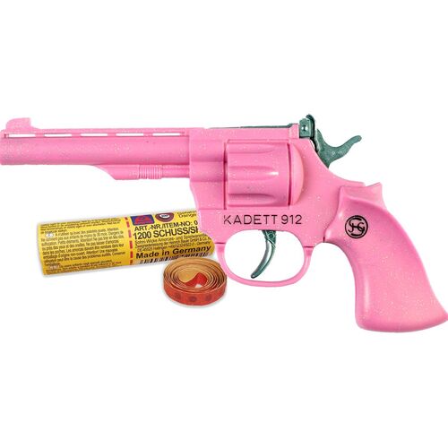 Pistole Pink 19 cm Western Polizei Kadett 912 inkl. 1200 Schuss Munition