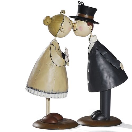 K�ssendes Ehepaar Oma & Opa 16 cm aus Metall Deko Silberne Goldene Hochzeit 