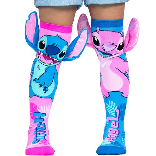 Lustige Stitch Socken mit 3D-Ohren Hawaii Blau & Pink f�r Kinder und Erwachsene