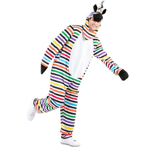 Zebra Kost�m Rainbow Zottel Bunt gestreift f�r Herren