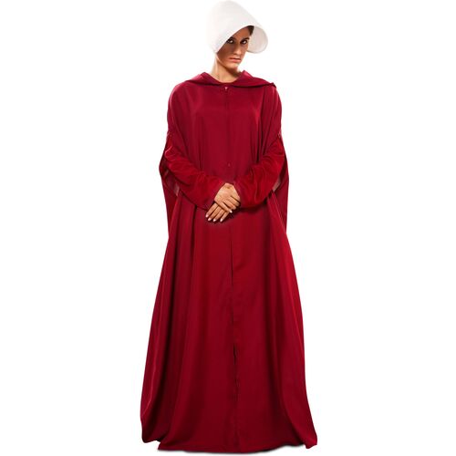 Mittelalter Kostm Magd Roter Umhang mit weier Haube fr Damen