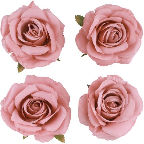 Rosenbl�ten Altrosa 4er Set 11 x 6 cm Deko Rosenk�pfe f�r Hochzeit Geburtstag