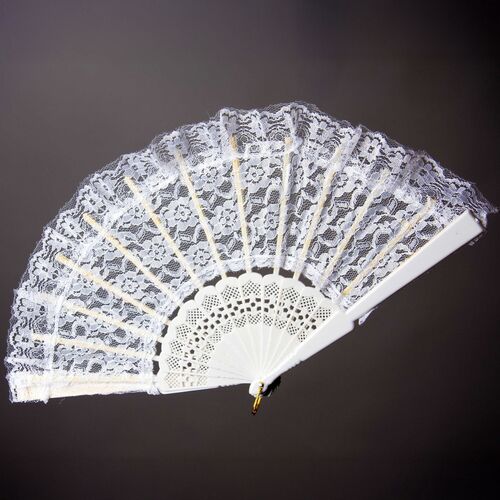 Wei�er Spitzenf�cher 23 cm im viktorianischen Stil Kost�m-Zubeh�r f�r Damen
