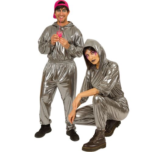 90er Jahre Space Kost�m Silver Flash Rave f�r Erwachsene