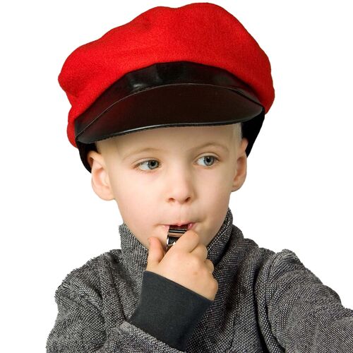 Schaffner M�tze Rot mit schwarzer Blende Lokf�hrer-M�tze f�r Kinder