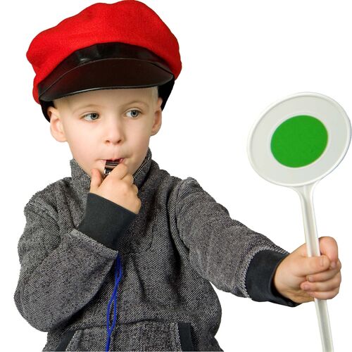 Schaffner M�tze Rot mit Schaffner Kelle Lokf�hrer Tim f�r Kinder