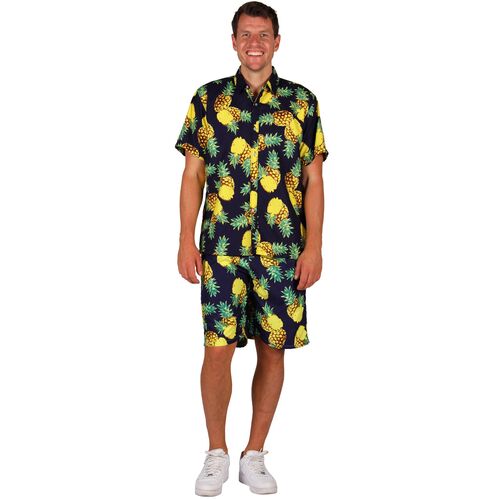 Hawaii Kost�m Aloha Ananas-Print Hemd & Shorts Sommer-Outfit f�r Herren