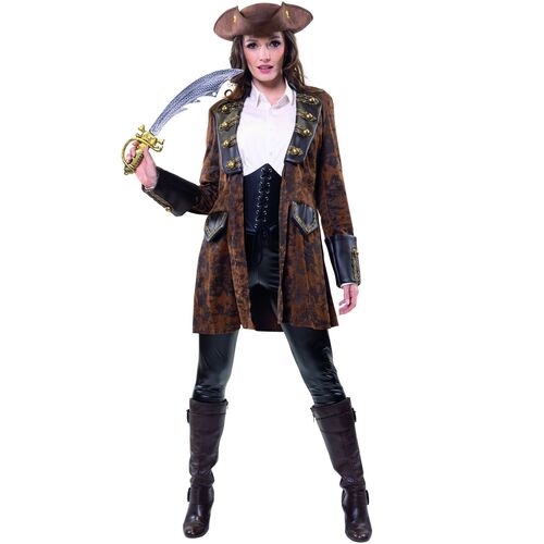 Piraten Kost�m Edler Piratenmantel Noblesse Braun f�r Damen