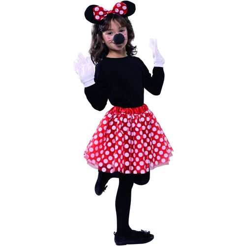 Maus Kost�m Set mit gepunktetem Rock Haarreif Nase & Handschuhen f�r Kinder