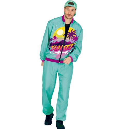 Jogginganzug 80er Jahre T�rkis Sunset Florida Style f�r Herren