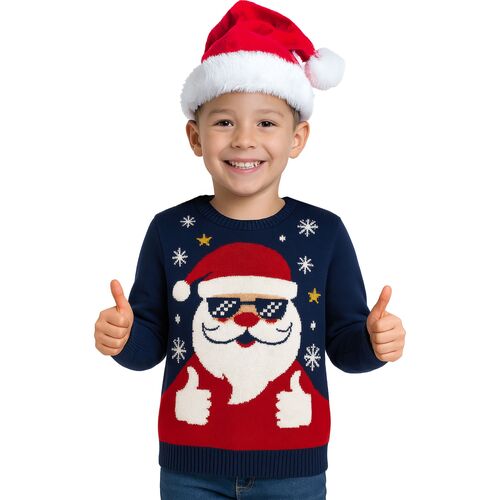 Weihnachtspullover mit Weihnachtsmann Santa f�r Kinder