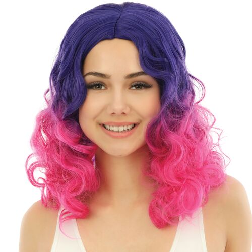 Candy Langhaar Locken-Per�cke Lila Pink frisierbar & hitzebest�ndig f�r Damen