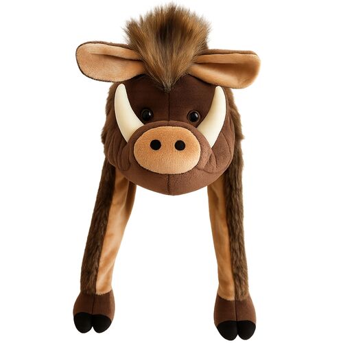 Wildschwein M�tze Braun Tier-Hut Pl�sch f�r Erwachsene