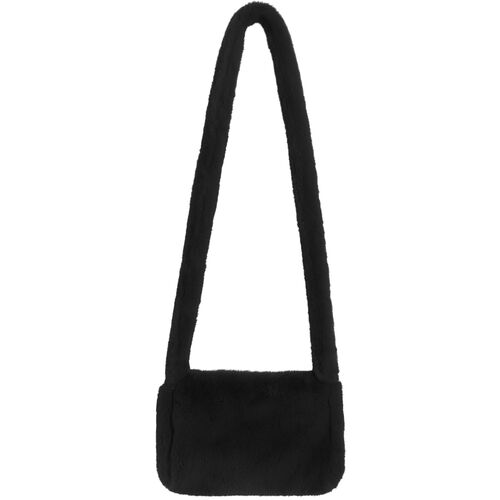 Pl�schtasche Schwarz mit Rei�verschluss Hippie Handtasche f�r Damen