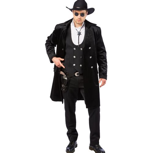 Western Jacke Schwarz Steampunk Gehrock de Luxe mit Futterstoff f�r Herren